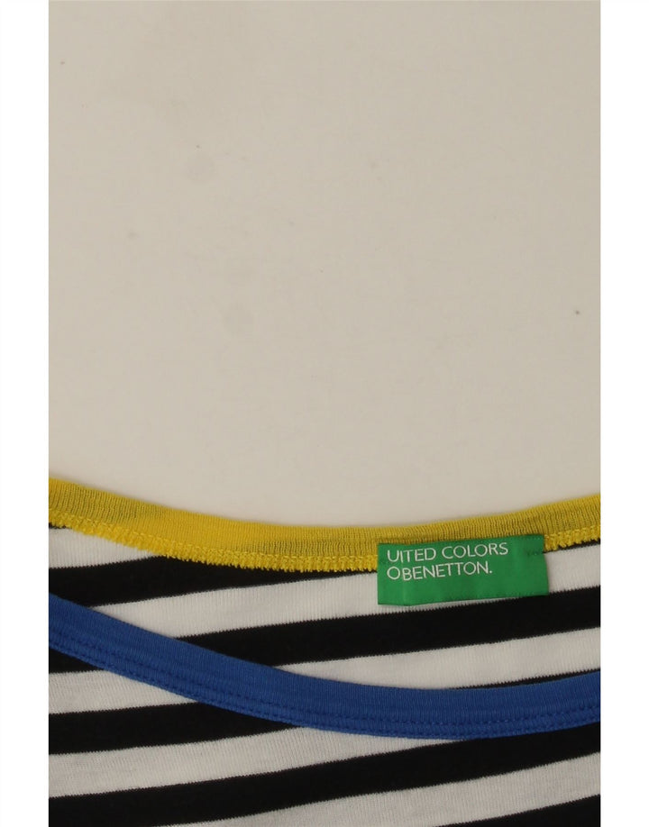 Benetton Damen-Top mit 3/4-Ärmeln, Größe S, Marineblau, gestreift