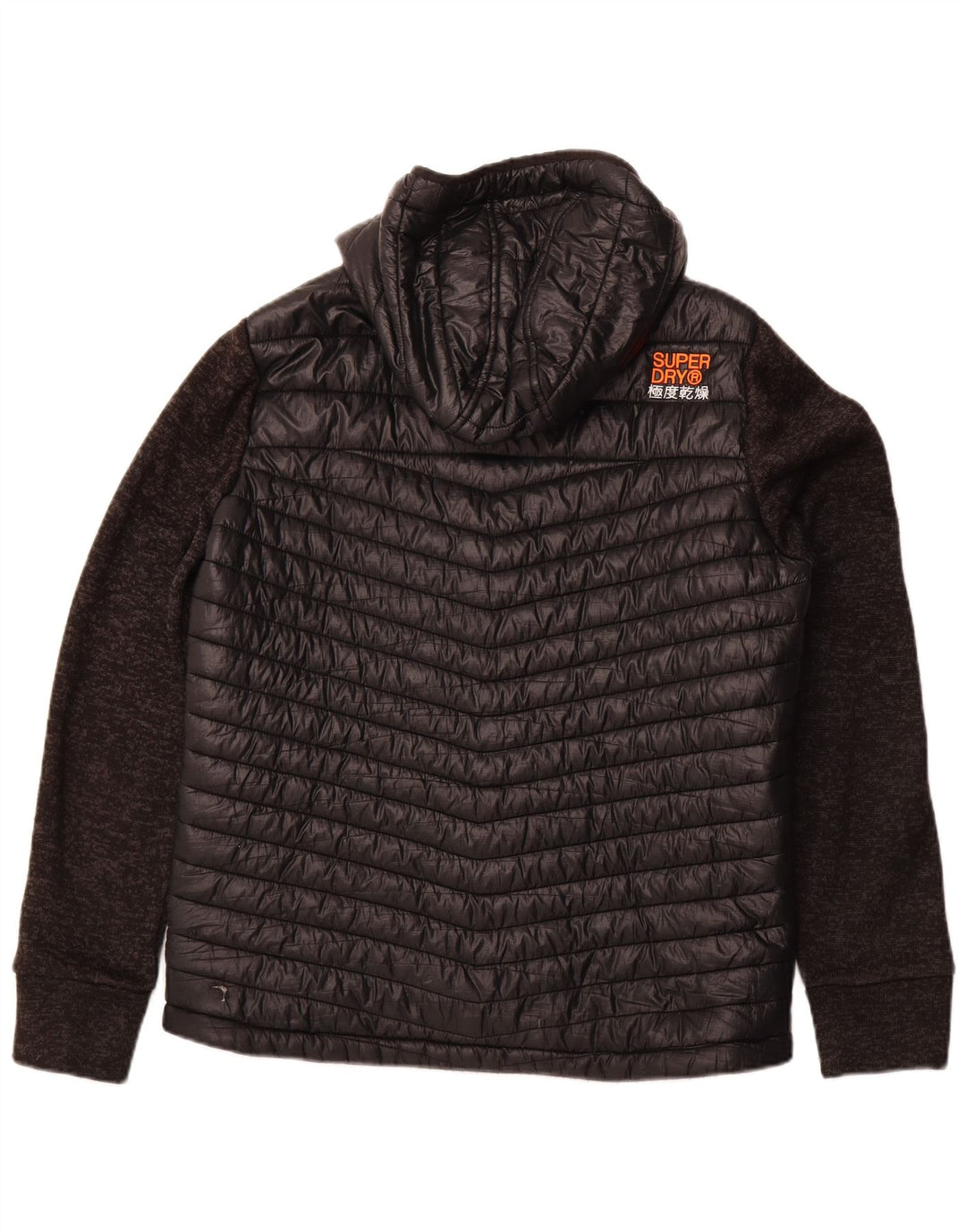 SUPERDRY Wattierte Herrenjacke mit Kapuze, UK 42, XL, Schwarz, Colourblock-Polyester