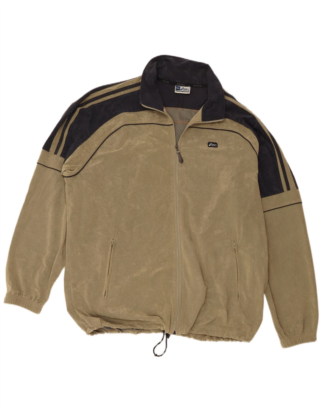 Asics Herren-Trainingsanzugoberteil, Jacke, 3XL, Khaki, Farbblock-Polyester