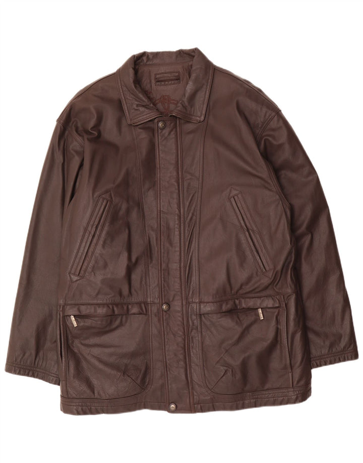 Vintage Herren Lederjacke IT 52 XL Braunes Leder