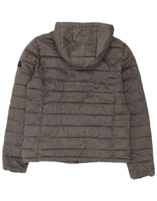 Superdry Herren-Kapuzenjacke, wattiert, UK 42, XL, Grau, Polyester