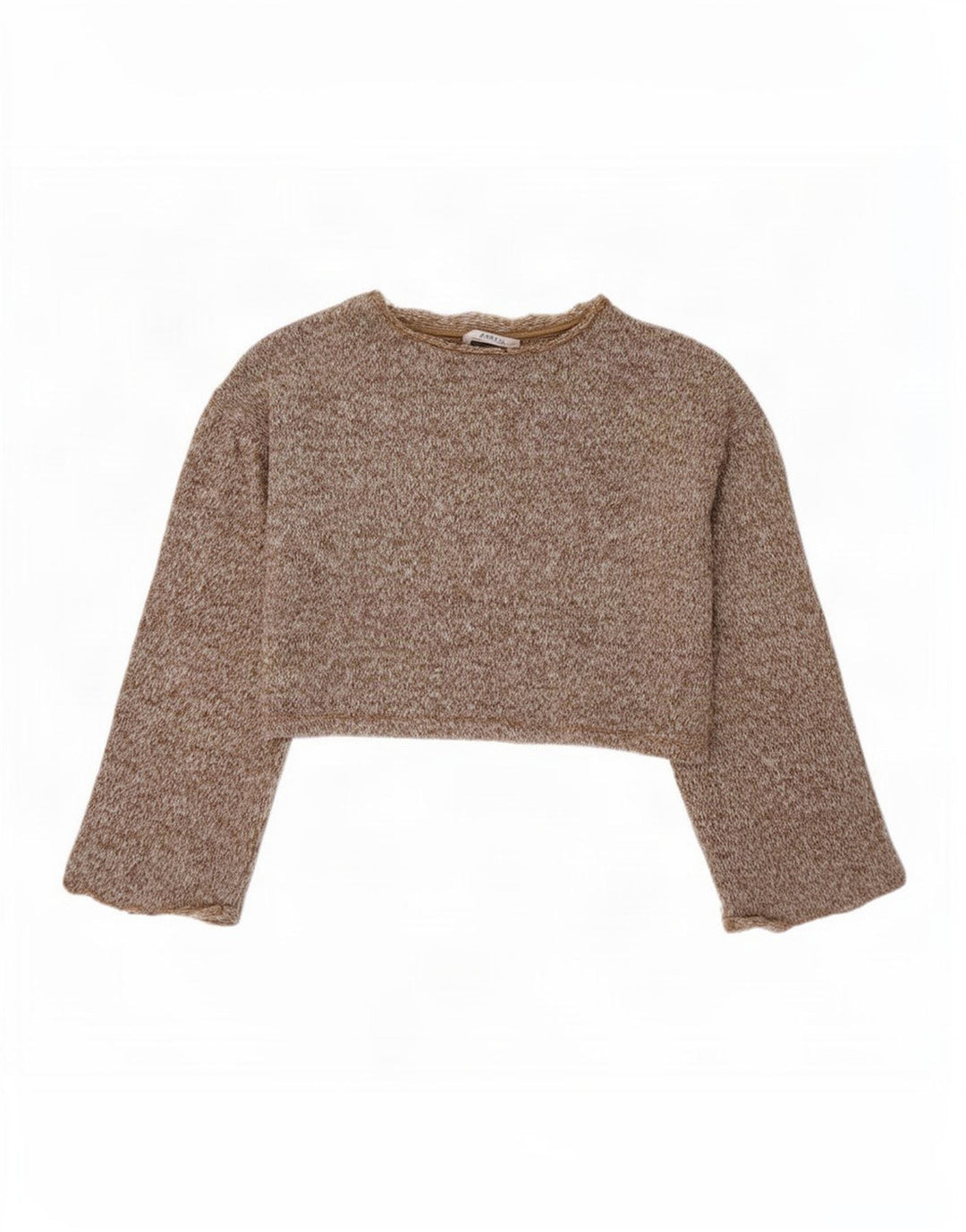 Zara Damen Crop Oversized Top Langarm UK 10 Small Braun Polyester