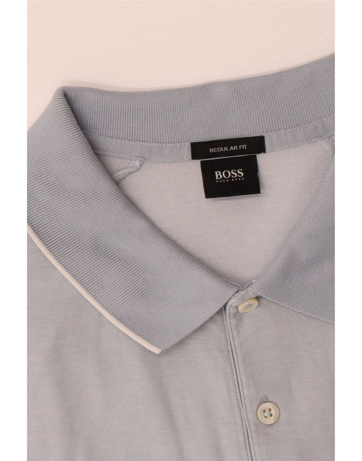 Hugo Boss Herren-Poloshirt mit normaler Passform, große blaue Baumwolle