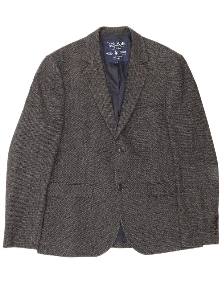 Jack Wills Herren-Blazer mit 2 Knöpfen, UK 42, XL, graue Wolle