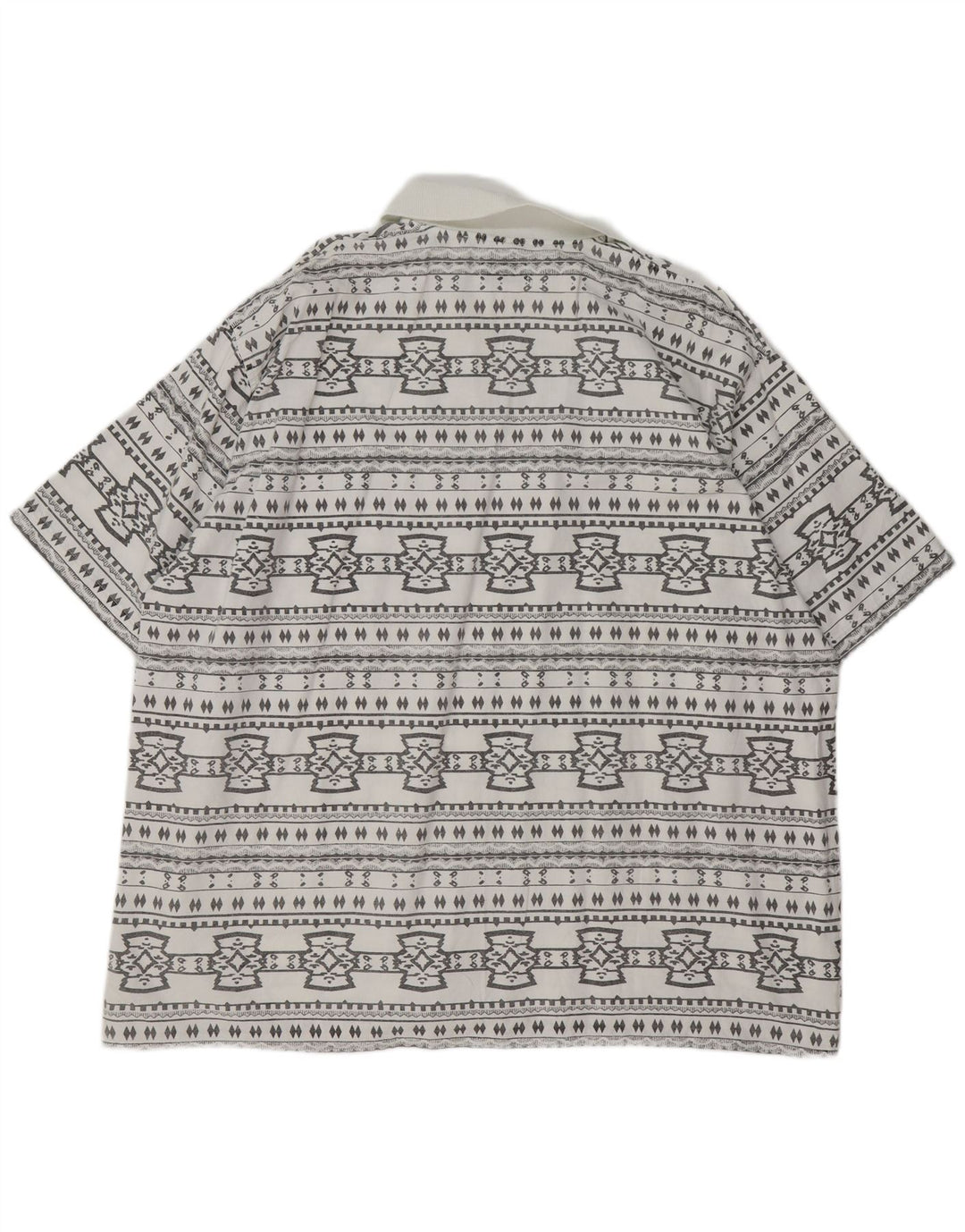 JOHN F GEE Herren Kurzarm-Pulloverhemd 2XL Weiße geometrische Baumwolle