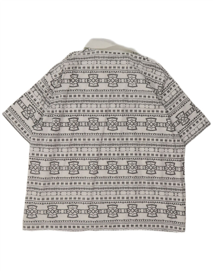 JOHN F GEE Herren Kurzarm-Pulloverhemd 2XL Weiße geometrische Baumwolle