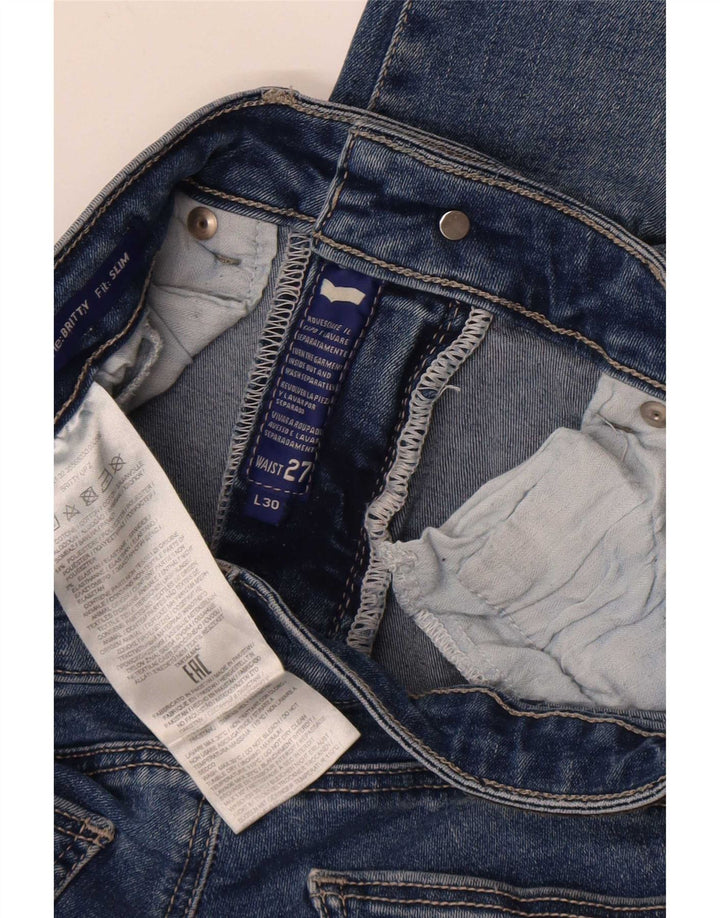 Gas Damen Slim Jeans W27 L26 Blaue Baumwolle