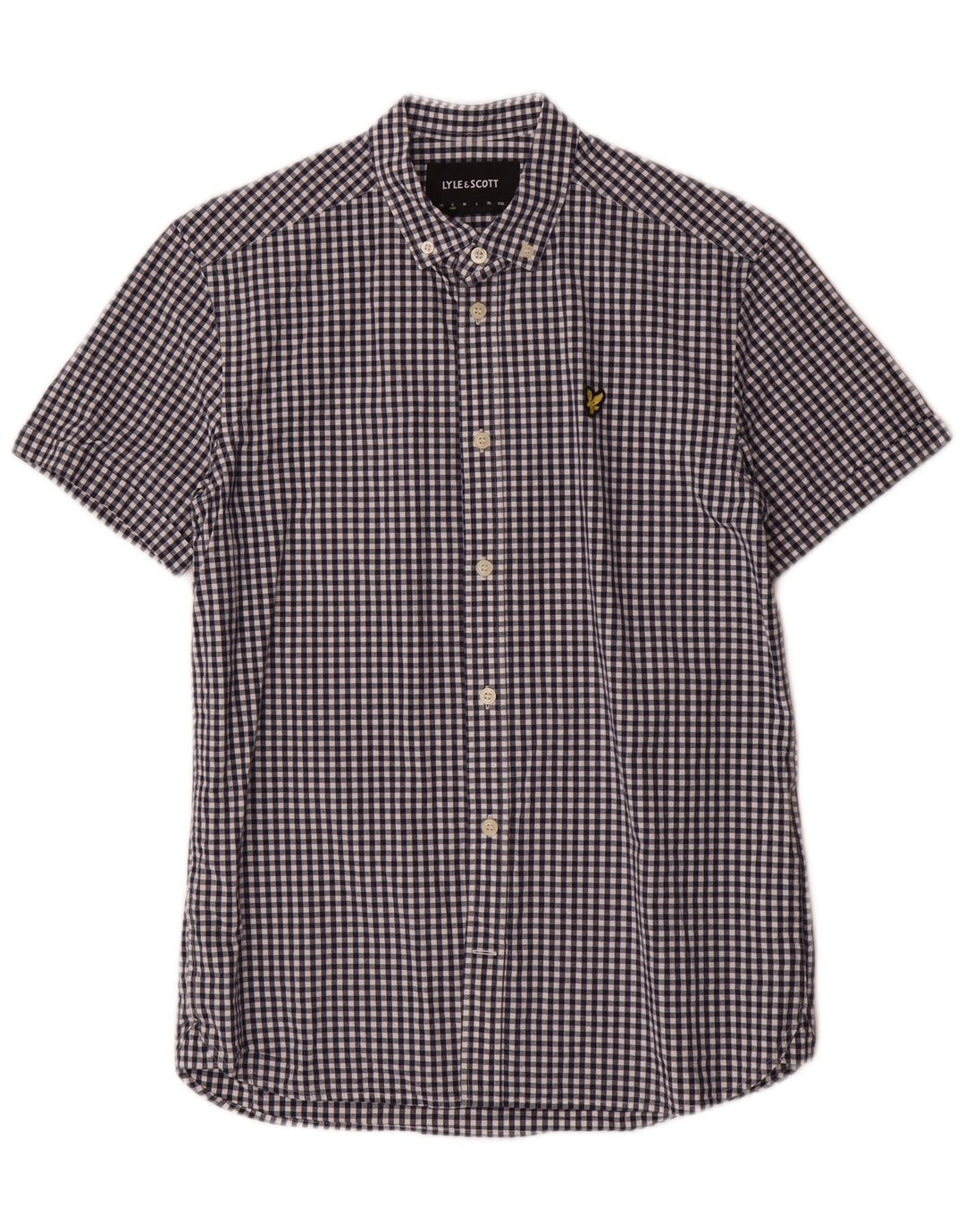 Lyle & Scott Herren Kurzarmhemd Small Blue Gingham Cotton Classic