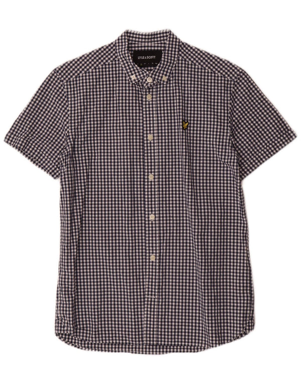 Lyle & Scott Herren Kurzarmhemd Small Blue Gingham Cotton Classic