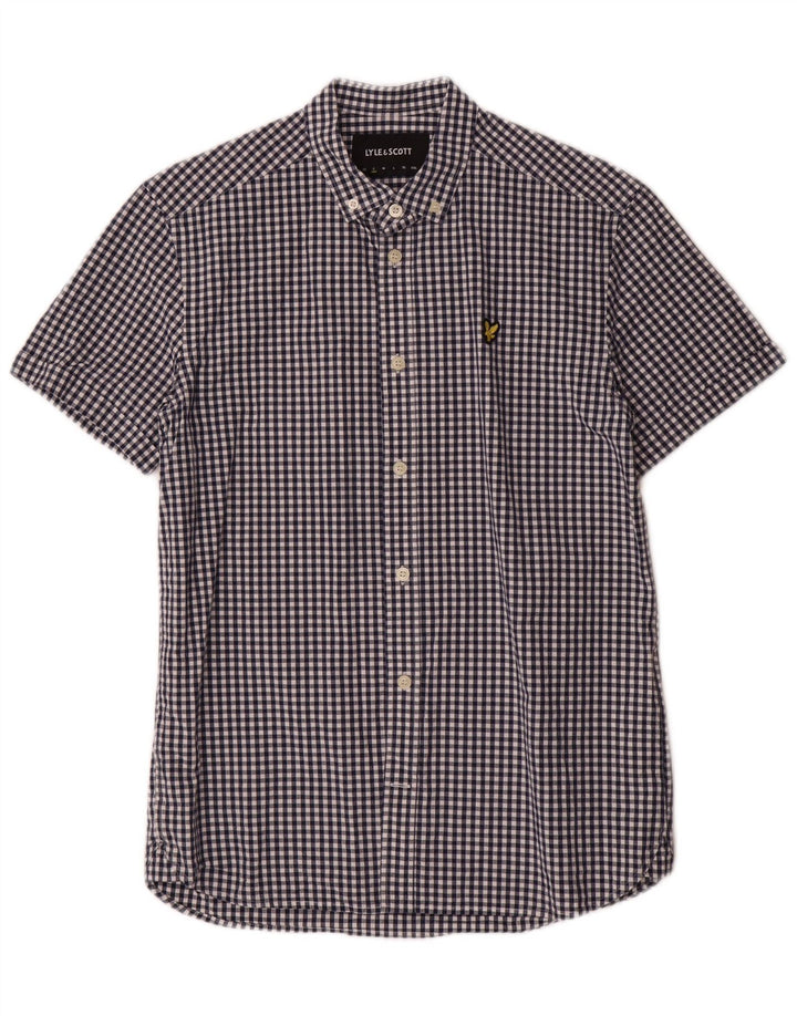Lyle & Scott Herren Kurzarmhemd Small Blue Gingham Cotton Classic