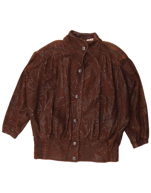 Vintage Womens Abstract Pattern Oversized Jacket EU 38 Medium Brown