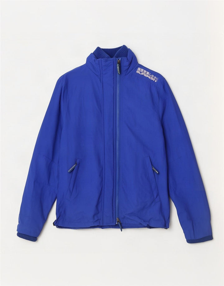 Superdry Damen Regenjacke UK 12 Mittelblaues Nylon
