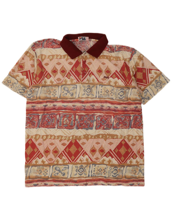 Fila Herren Poloshirt IT 54 XL Mehrfarbige geometrische Baumwolle