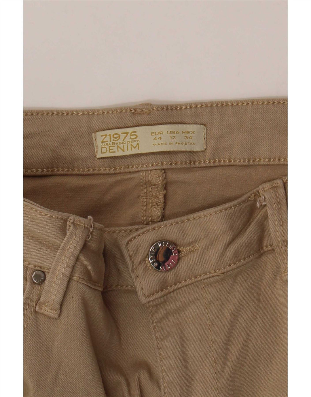 Zara Damen Slim Jeans EU 44 XL W34 L30 Beige