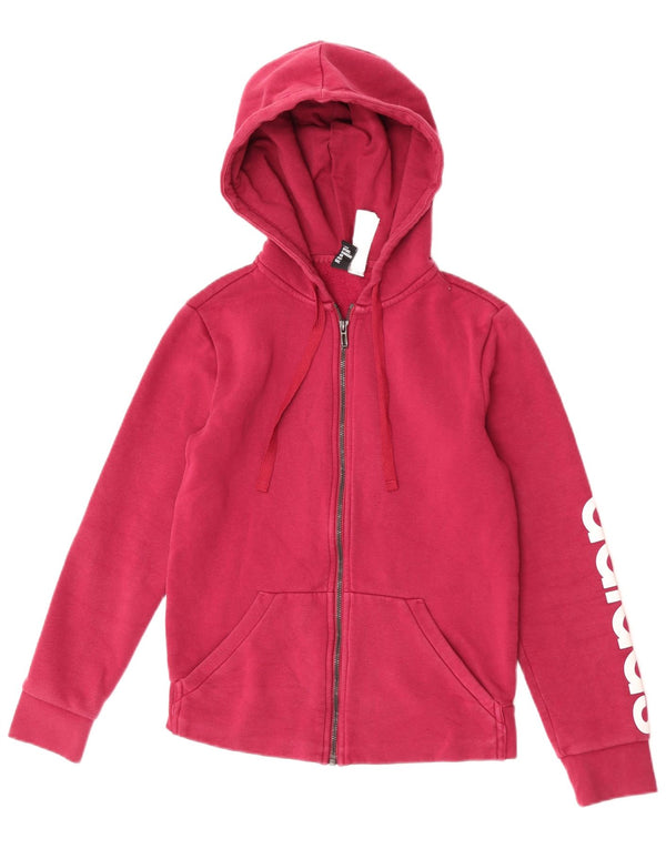 Adidas Damen Graphic Zip Hoodie Pullover UK 8/10 Small Rosa Baumwolle
