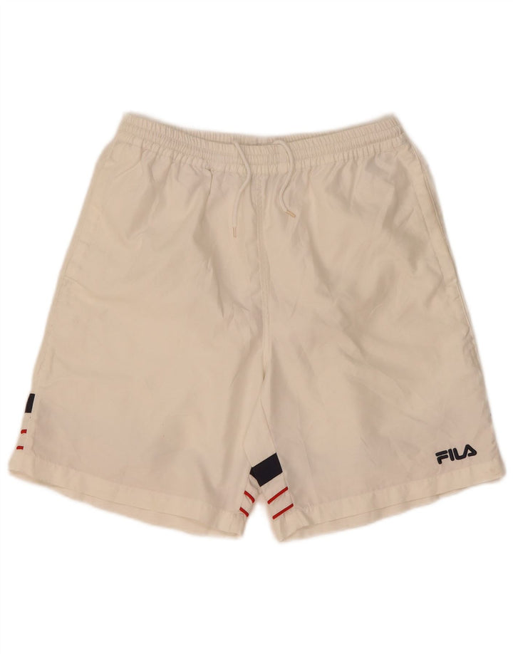 Fila Herren-Sportshorts aus mittelweißem, gestreiftem Polyester