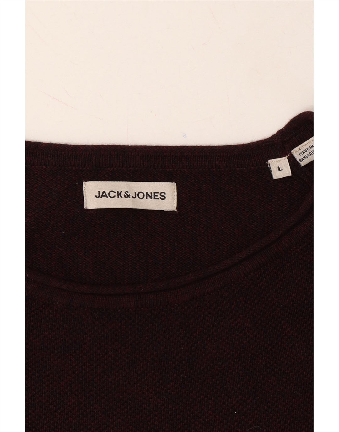 JACK & JONES Mens Crew Neck Jumper Sweater Large Maroon Cotton Vintage Jack & Jones and Second-Hand Jack & Jones from Messina Hembry 