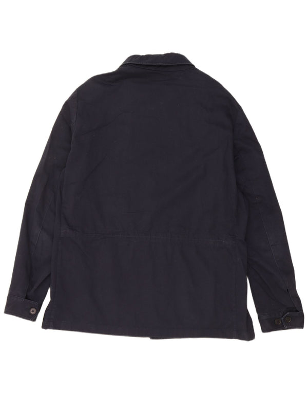 Massimo Dutti Herren-Utility-Jacke UK 40 Große marineblaue Baumwolle