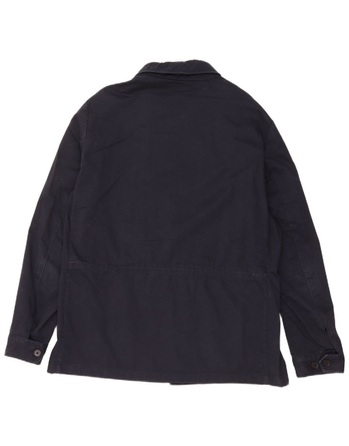Massimo Dutti Herren-Utility-Jacke UK 40 Große marineblaue Baumwolle