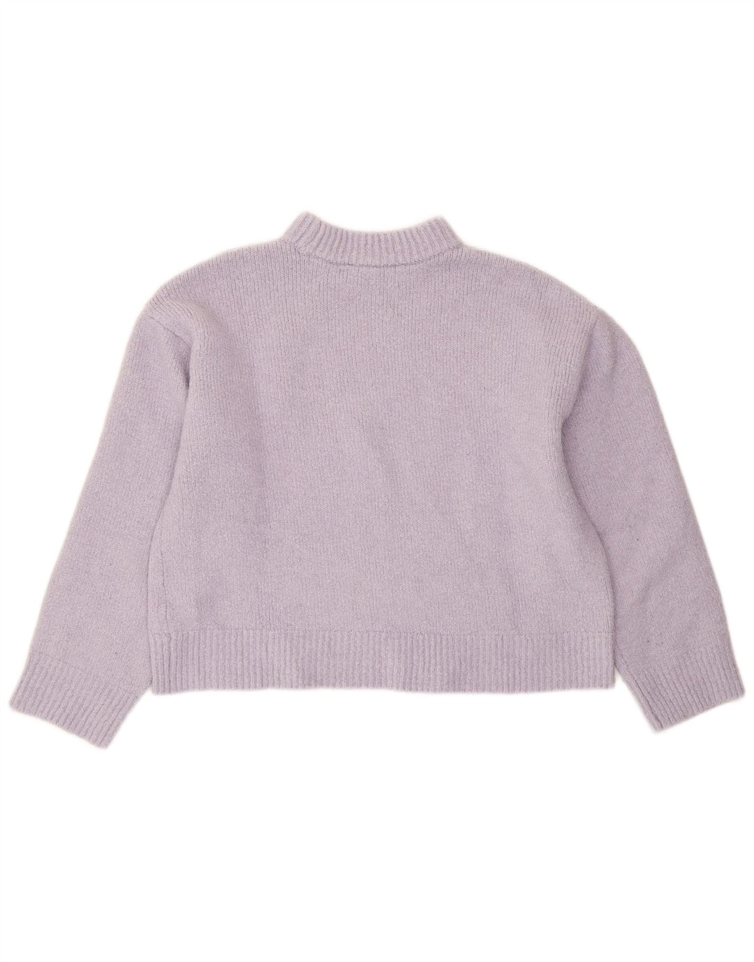 Zara Damen Crop Rollkragenpullover Pullover UK 14 Mittellila Polyester