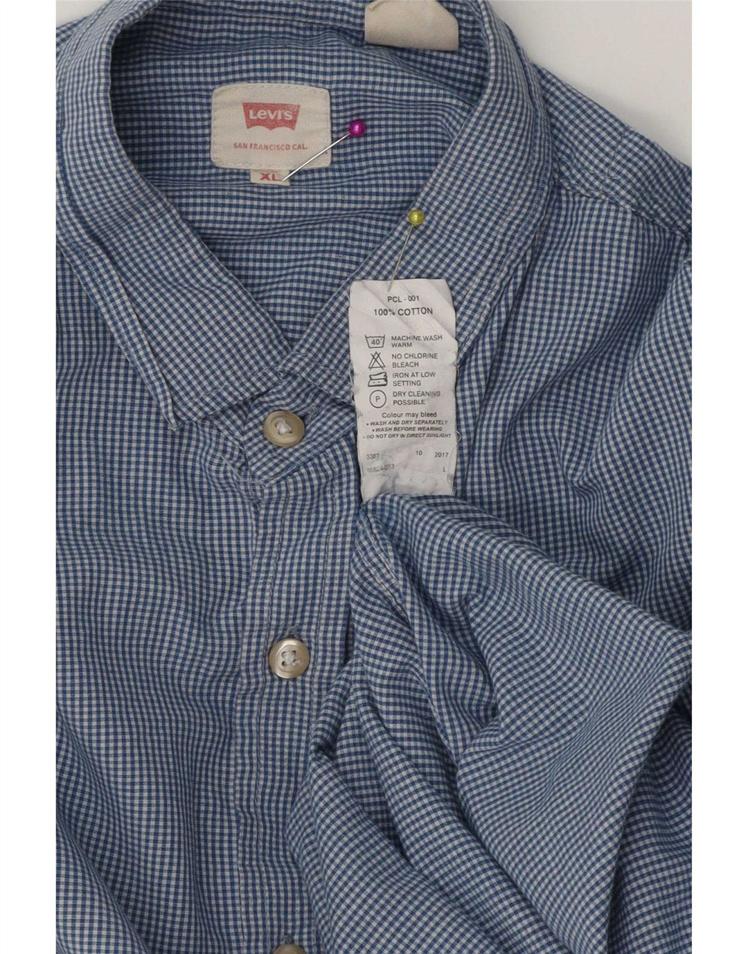 Levi's Herrenhemd XL aus blauer Gingham-Baumwolle