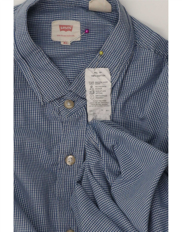 Levi's Herrenhemd XL aus blauer Gingham-Baumwolle