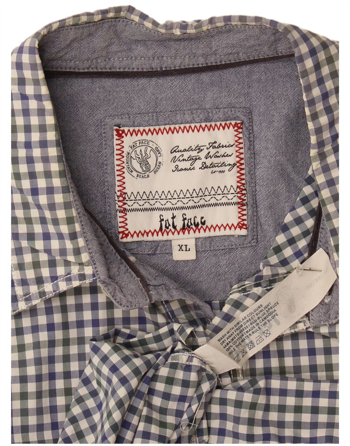Fat Face Herrenhemd XL, marineblau, Gingham-Baumwolle