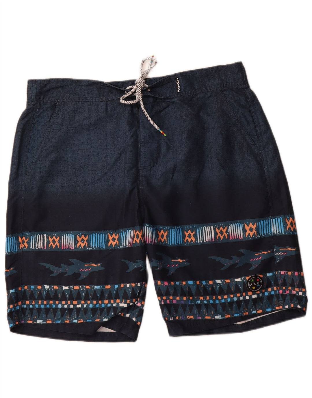 MAUI AND SONS Herren Badeshorts XL Marineblaues geometrisches Polyester
