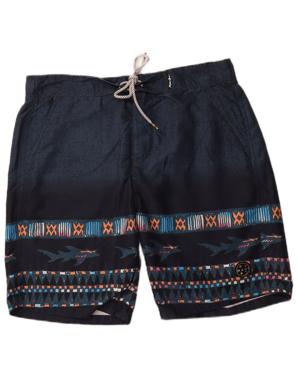 MAUI AND SONS Herren Badeshorts XL Marineblaues geometrisches Polyester