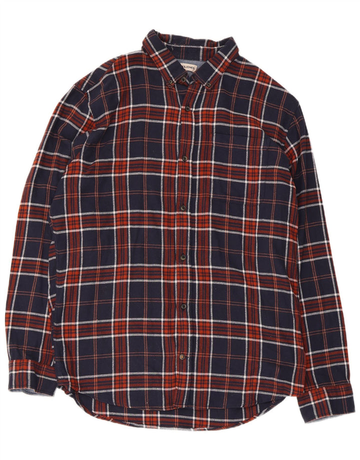 Jack & Jones Herren-Flanellhemd XL, marineblau, kariert, Baumwolle