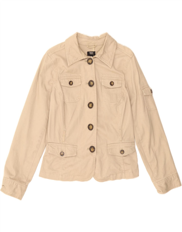 MOSSIMO Womens Military Blazer Jacket UK 14 Medium Beige Cotton Vintage Mossimo and Second-Hand Mossimo from Messina Hembry 