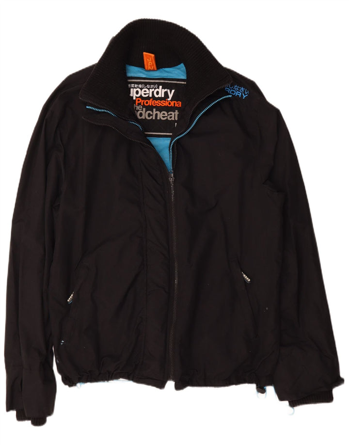 Superdry Herren-Windbreakerjacke mit Grafik, UK 44 2XL, schwarzes Nylon