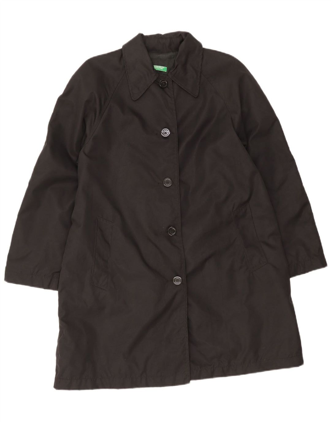 Benetton Damen Übergroßer Mantel UK 10 Small Schwarz Polyamid