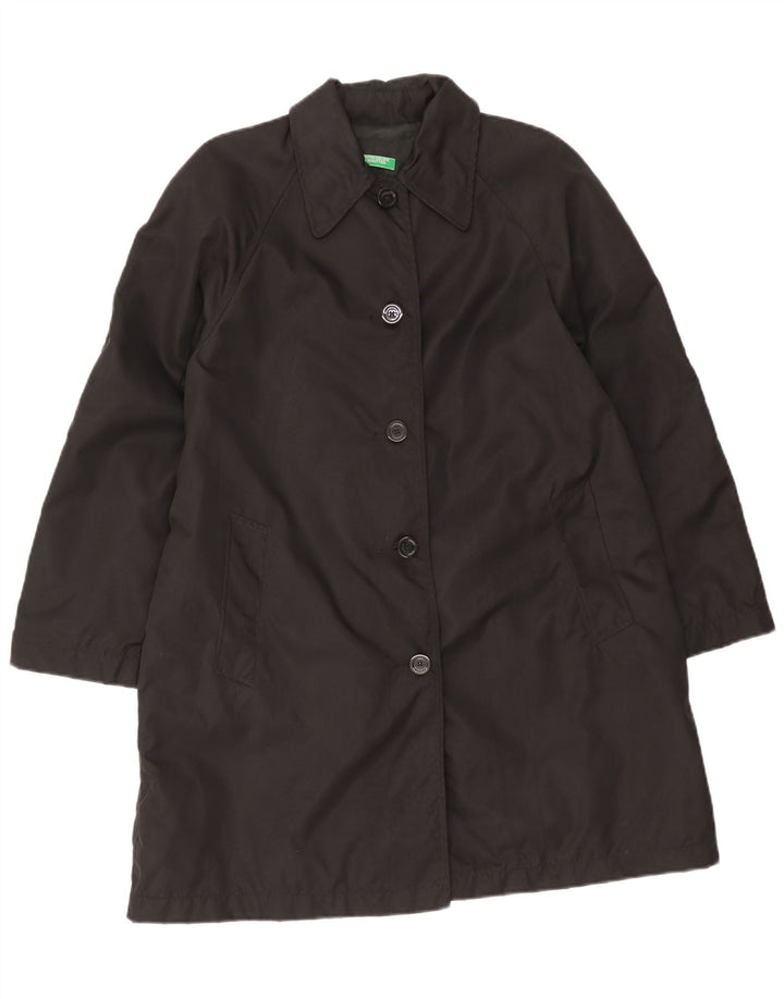Benetton Damen Übergroßer Mantel UK 10 Small Schwarz Polyamid