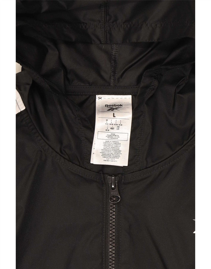 Reebok Damen-Trainingsanzug mit Kapuze, übergroß, Jacke, Gr. 16/18, Größe L, Schwarz