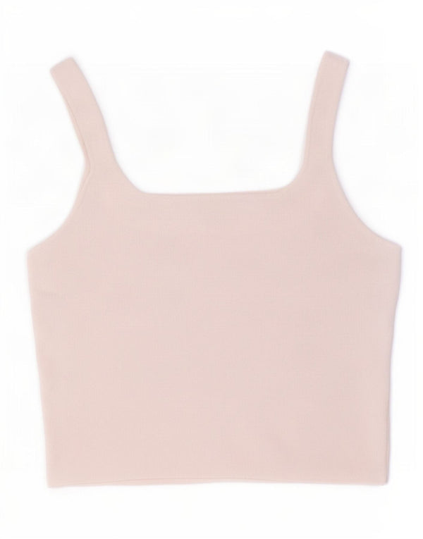 Zara Damen Crop Cami Top UK 14 Large Weiß Polyester