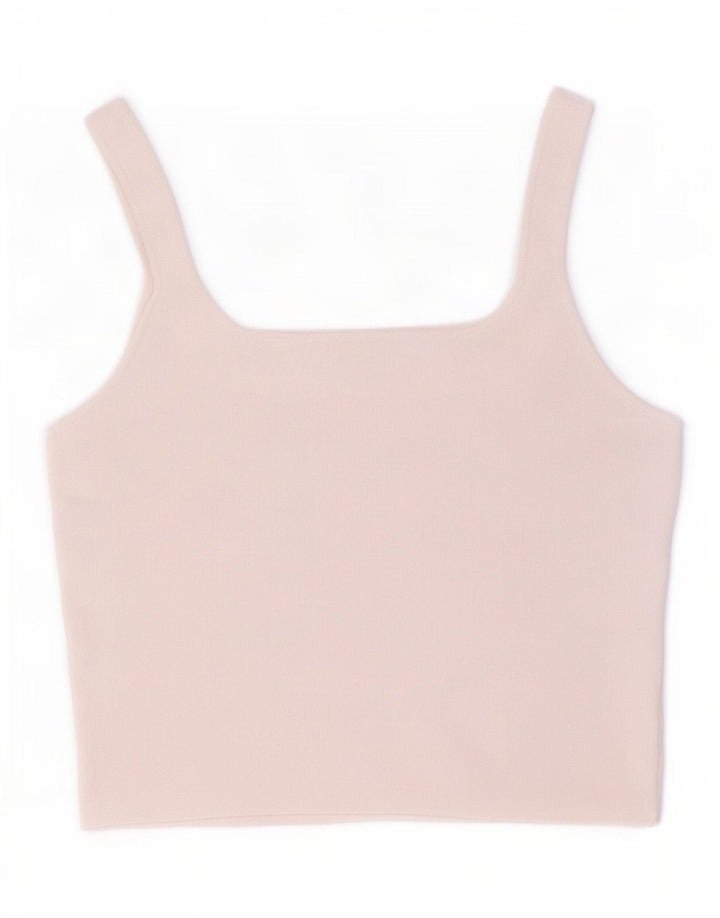Zara Damen Crop Cami Top UK 14 Large Weiß Polyester
