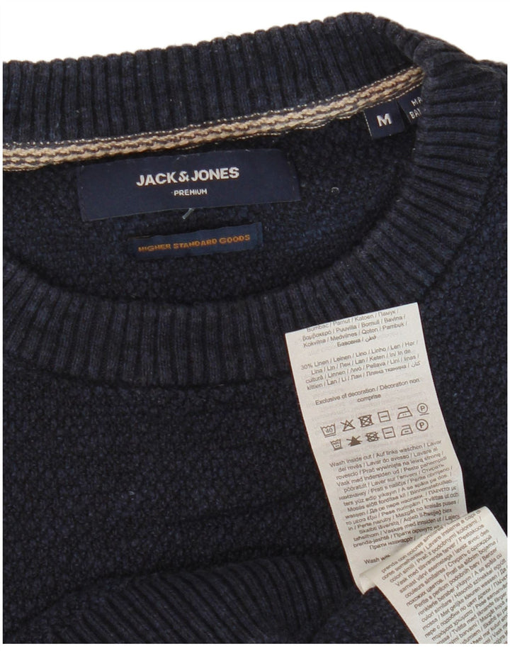 Jack & Jones Herren-Pullover mit Rundhalsausschnitt, mittelmarineblaue Baumwolle