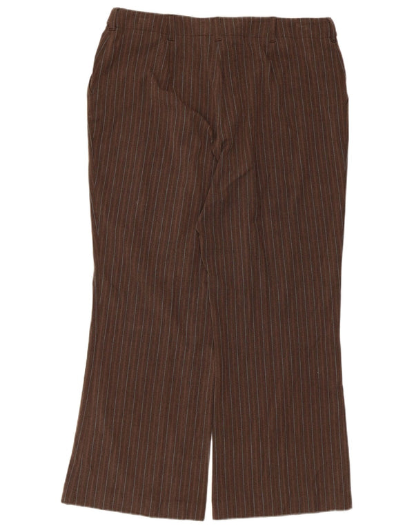 Marks & Spencer Womens Chino Trousers UK 16 Large W36 L27 Brown Striped