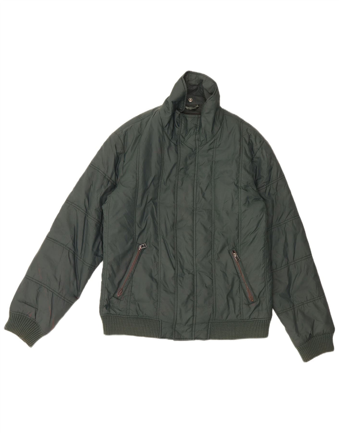 Zara Herren Wattierte Jacke UK 40 Großes grünes Nylon