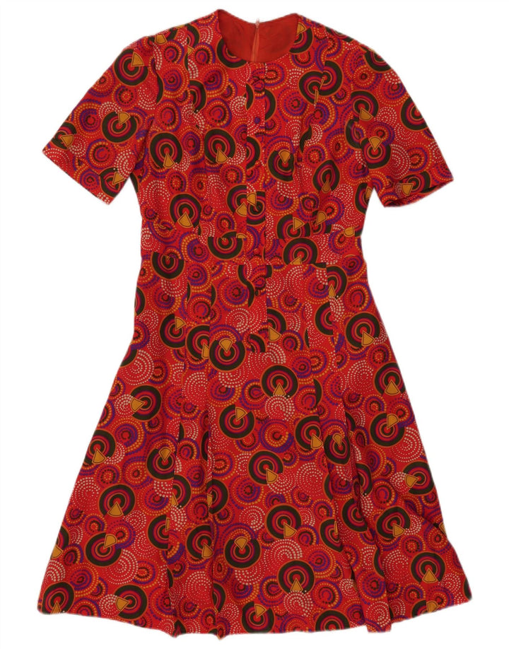 VINTAGE Damen A-Linien-Kleid IT 46 Large Red Geometrisch