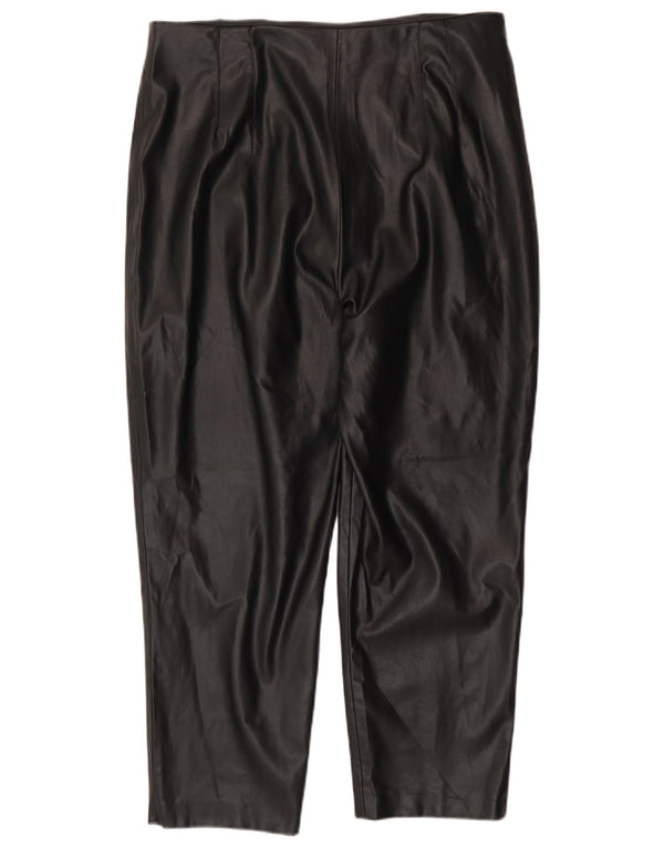 Zara Damen Tapered Kunstlederhose 2XL W34 L26 Schwarz Polyester