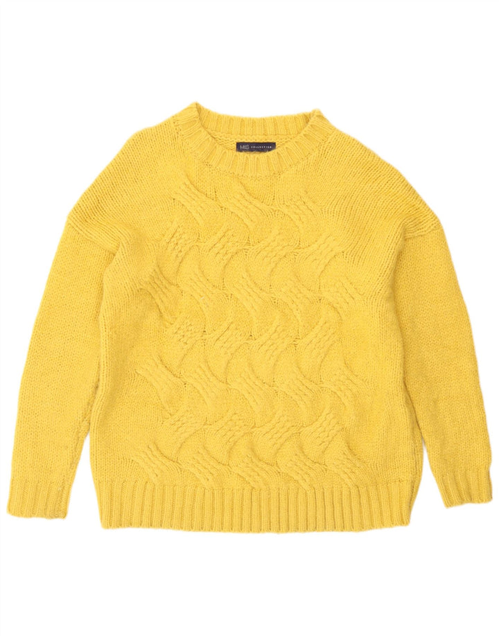 Marks & Spencer Damen-Pullover mit Rundhalsausschnitt, UK 14, mittelgelbes Acryl