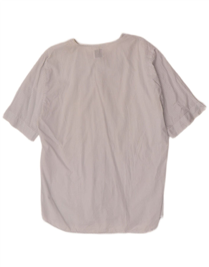 Benetton Damen Kurzarm-Hemdbluse IT 44 Mittelblauer Nadelstreifen