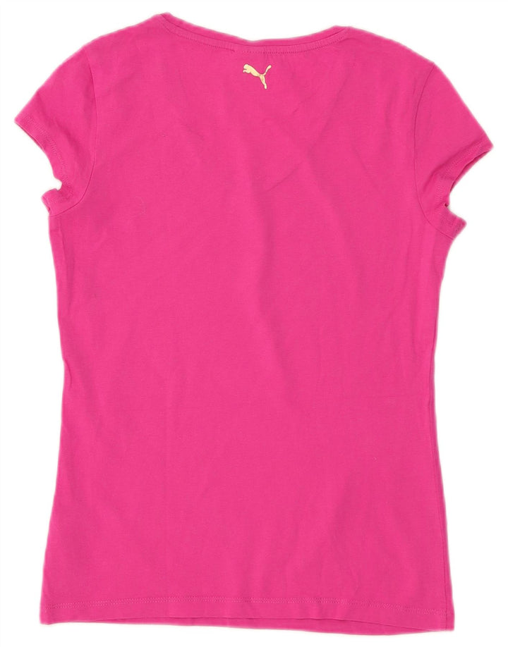 PUMA Damen Grafik T-Shirt Top UK 8 Small Rosa Baumwolle
