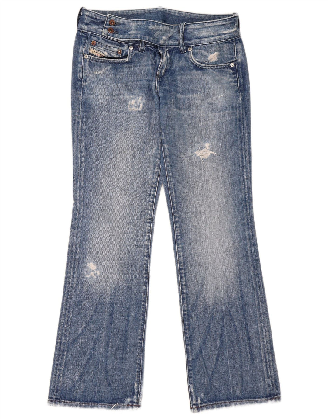 Diesel Damen Distressed Bootcut Jeans W29 L29 Blaue Baumwolle