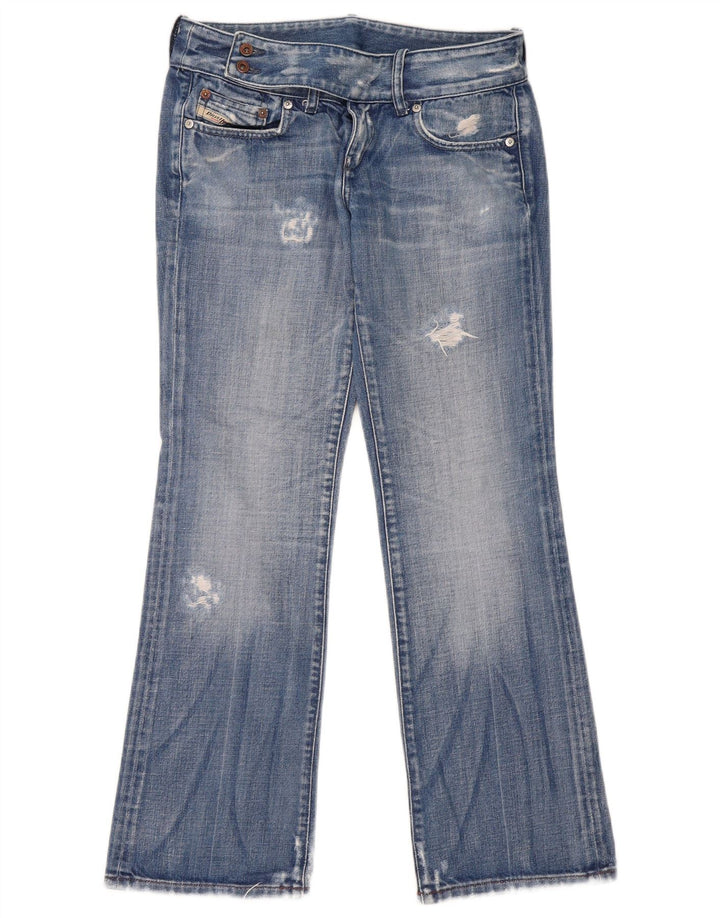 Diesel Damen Distressed Bootcut Jeans W29 L29 Blaue Baumwolle