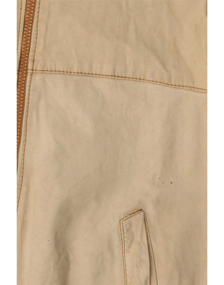 Vintage Damen Bomber Lederjacke UK 14 Medium Beige