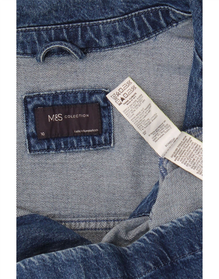 Marks & Spencer Damen Übergroße Jeansjacke UK 10 Small Blaue Baumwolle