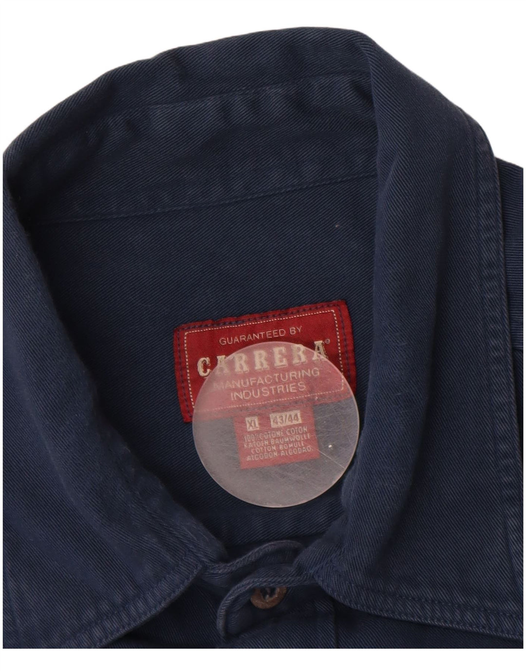 Carrera Herrenhemd Größe 43/44 XL Marineblaue Baumwolle